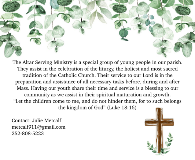 St Mildred Catholic Parish Altar Servers Swansboro, NC